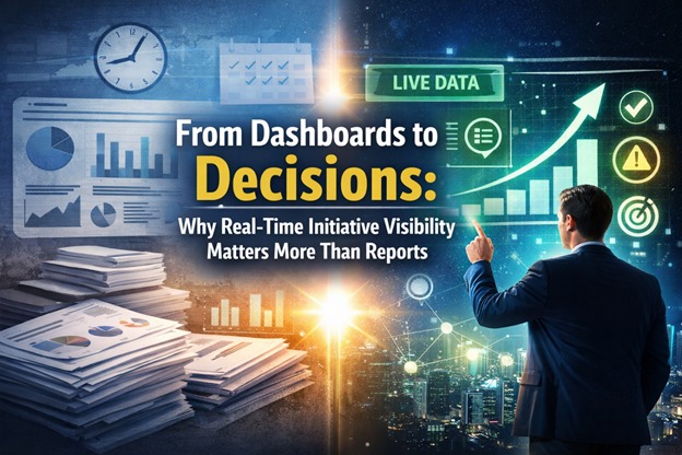Real-time initiative visibility compared to traditional dashboards in enterprise execution
