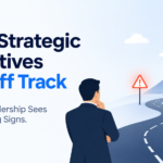 Strategic initiative warning signs showing a business leader viewing a winding road toward a mountain